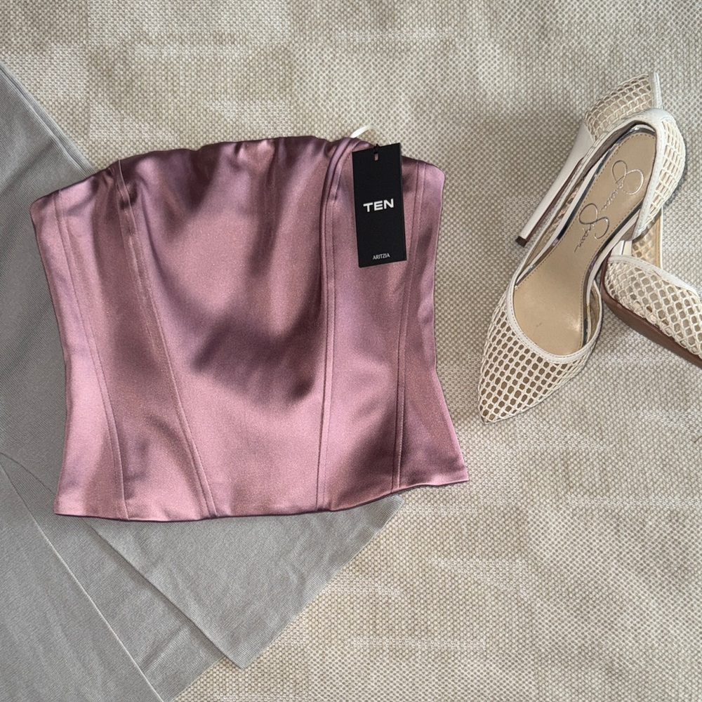 NWT Aritzia TEN Satin Corset Top in Mauve